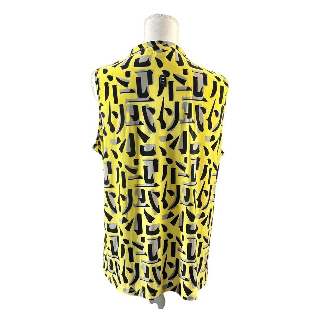 Jamie Saddock Golf Top Size XL Yellow Black Sleeveless Abstract Pickleball Golf - Picture 4 of 11